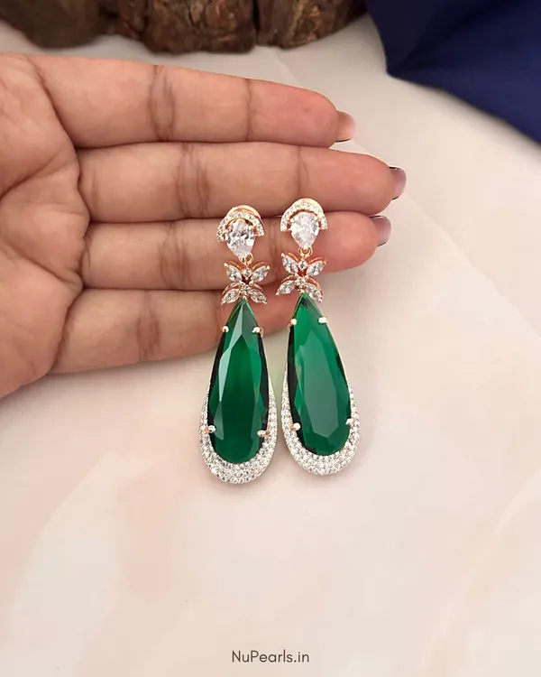 Green_Vera_AD_Stone_Drop_Earrings_For_Women_|_18k_Rose_Gold_Plated