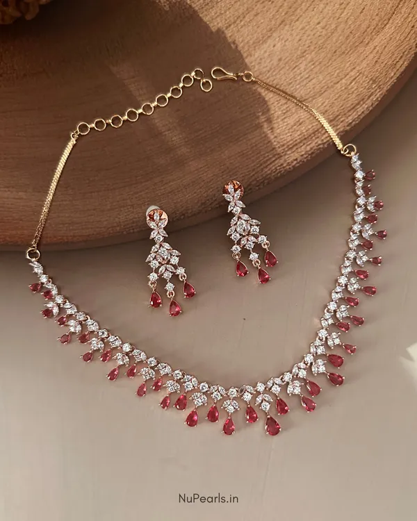 Red_Dwani_Necklace_|_18K_Rose_Gold_Plated_CZ_Studded_Jewellery_Set_For_Women