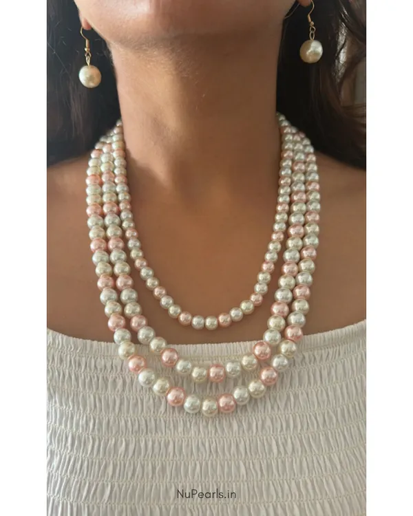 White_Peach_Aesha_3_Layered_Pearl_Mala_Necklace_With_Earrings_For_Women