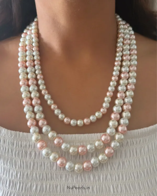 White_Peach_Aesha_3_Layered_Pearl_Mala_Necklace_With_Earrings_For_Women