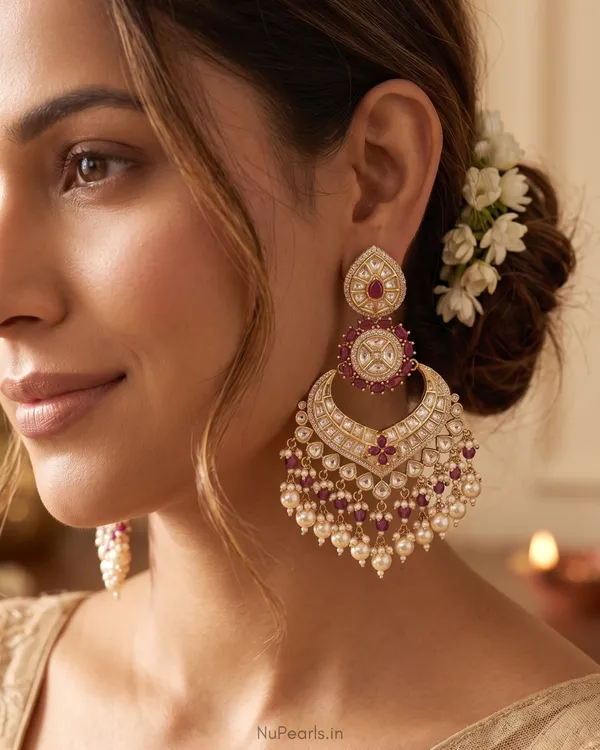Ruby_Red_Polki_Khwaab_Statement_Chandbali_Earrings_|18K_Gold_Plated_Earrings_For_Festivals_&_Weddings