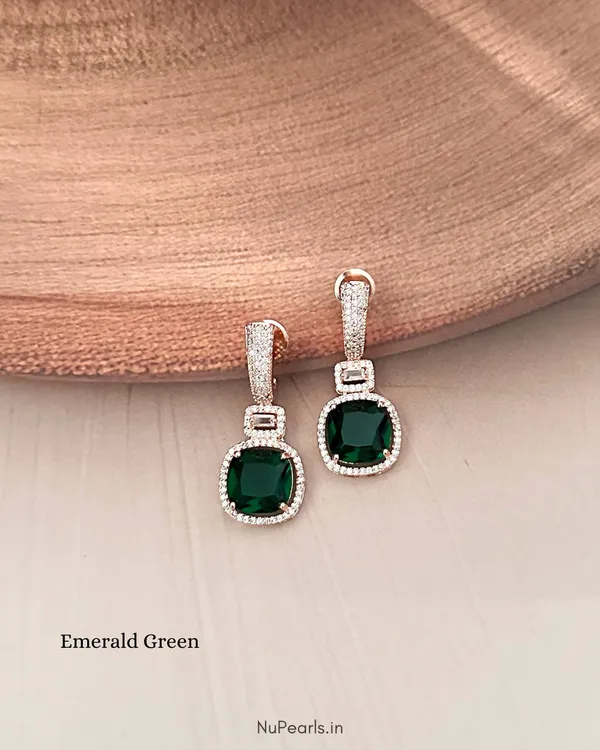 Green_Aria_AD_Stone_Drop_Earrings|_18K_Rose_Gold_Plated_Party_Earrings