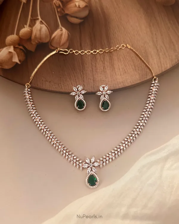 Green_Eira_Necklace_|_18K_Rose_Gold_Plated_CZ_Studded_Jewellery_Set_For_Women