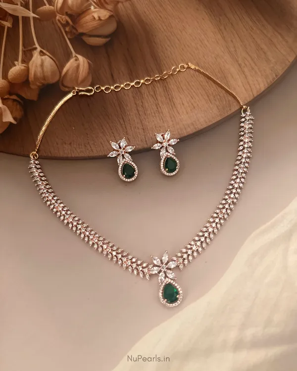 Green_Eira_Necklace_|_18K_Rose_Gold_Plated_CZ_Studded_Jewellery_Set_For_Women