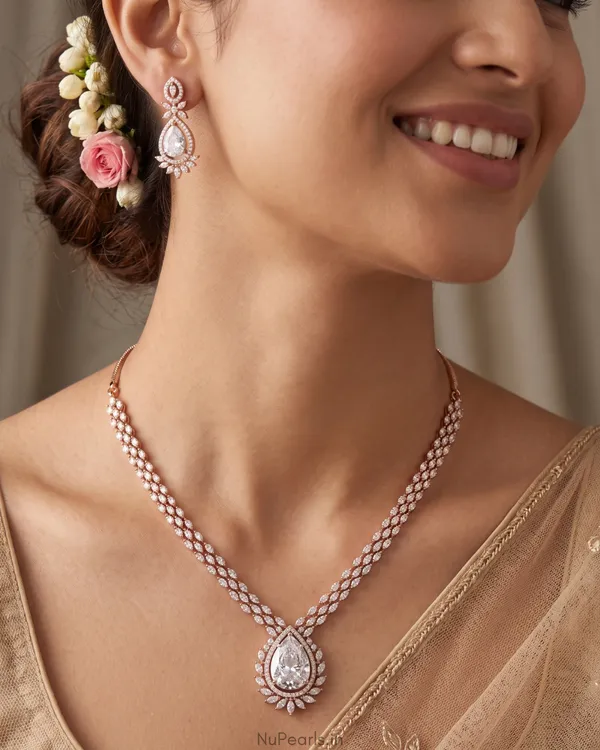 White_Kyra_AD_Stone_18K_Rose_Gold_Plated_Drop_Necklace_For_Women