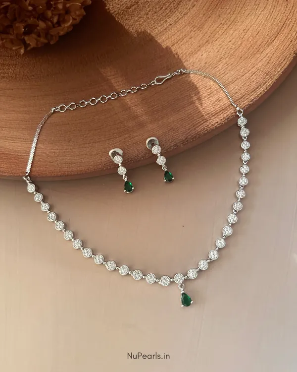 Green_Lili_Necklace_|_Rhodium_Plated_CZ_Studded_Jewellery_Set_For_Women
