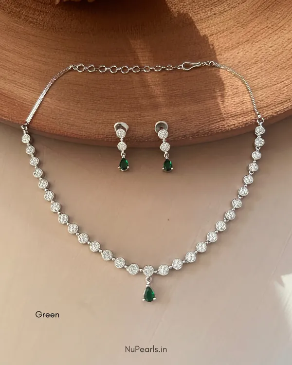 Green_Lili_Necklace_|_Rhodium_Plated_CZ_Studded_Jewellery_Set_For_Women