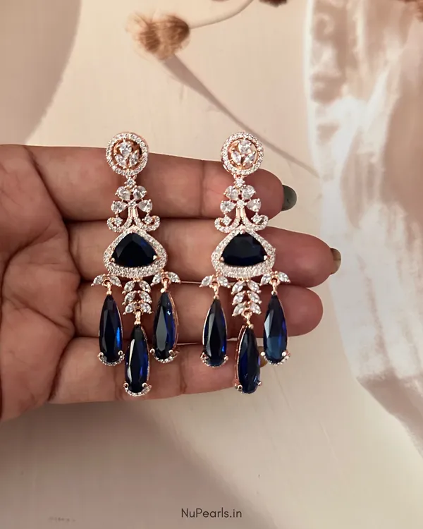 Blue_Grace__American_Diamond_Rose_Gold_Plated_Chandelier_Party_Earrings_For_Women