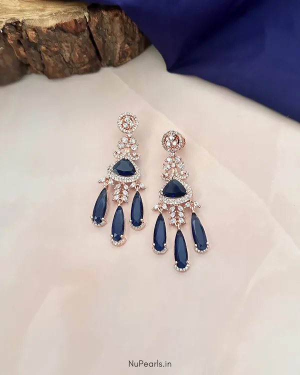 Blue_Grace__American_Diamond_Rose_Gold_Plated_Chandelier_Party_Earrings_For_Women