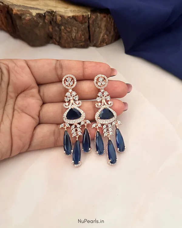 Blue_Grace__American_Diamond_Rose_Gold_Plated_Chandelier_Party_Earrings_For_Women