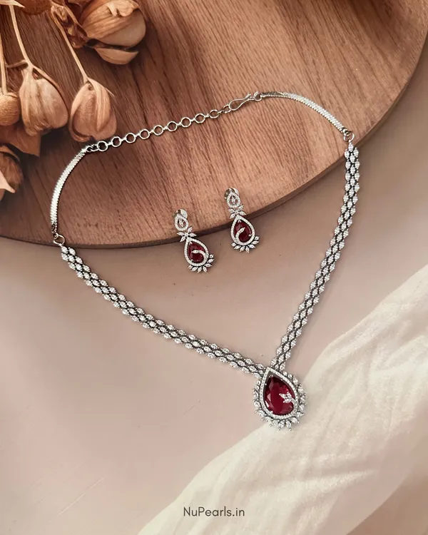 Red_Kyra_AD_Stone_Rhodium_Plated_Drop_Necklace_For_Women