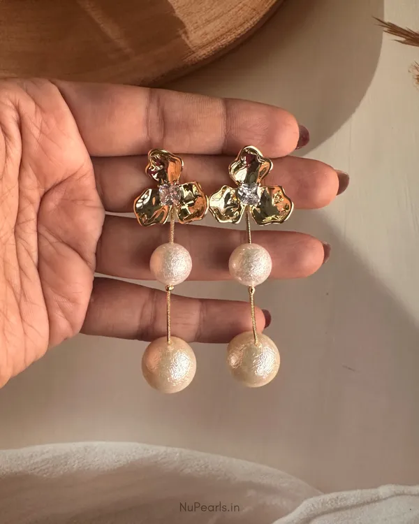 Gold_Flower_Pearl_Hanging_Skye_Earrings_|_Premium_Party_Earrings_in_Gold_Polish