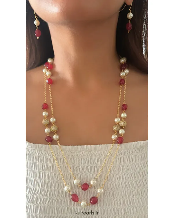 Ruby_Red_Zoe_Pearl_&_Stone_Double_Layered_Mala_In_Golden_Chain_For_Women