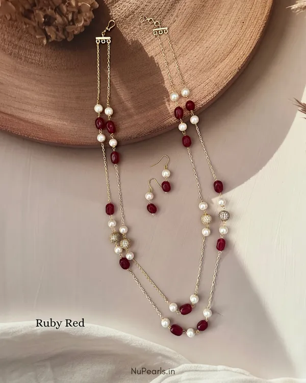 Ruby_Red_Zoe_Pearl_&_Stone_Double_Layered_Mala_In_Golden_Chain_For_Women