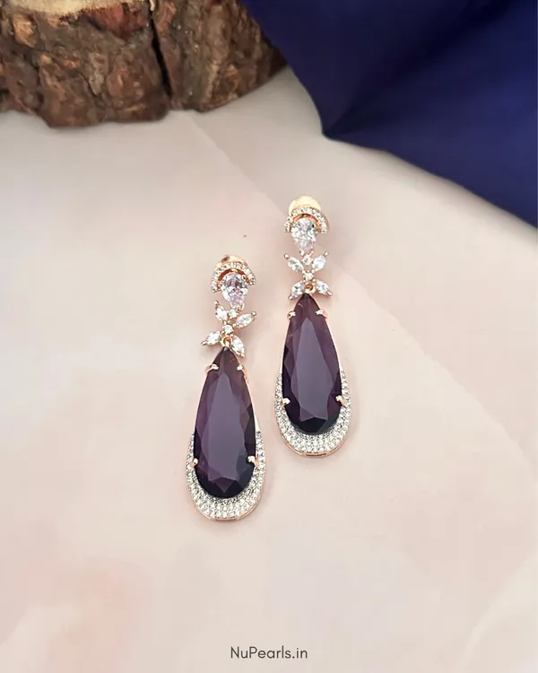 Purple_Vera_Cz_Stone_Rose_&_Gold_Drop_Earrings_For_Women