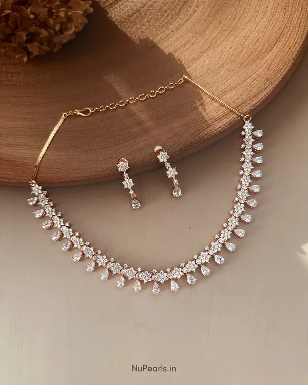 White_Ujas_Necklace_|_18K_Rose_Gold_Plated_CZ_Studded_Jewellery_Set_For_Women