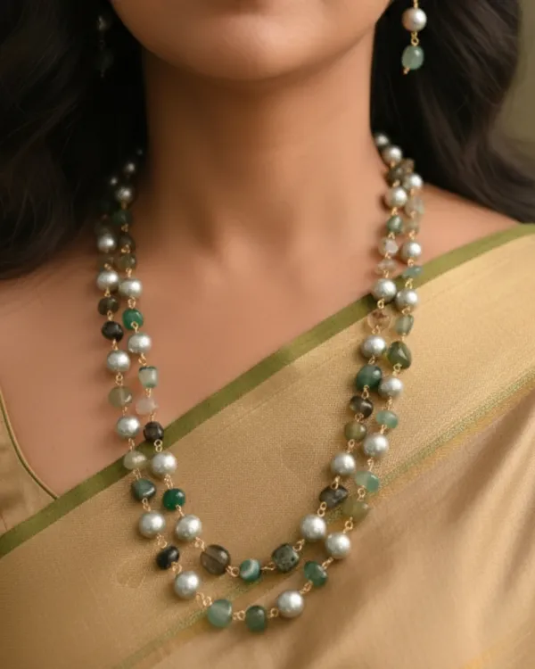 Green_Kshiti_Pearl_&_Stone_Double_Layered_Handmade_Mala_Necklace_for_Women_With_Pair_Of_Earrings