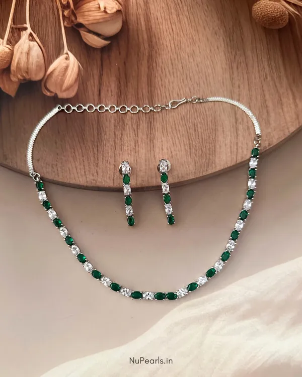 Green_Leno_Rhodium_Plated_American_Diamond_String_Necklace_For_Women