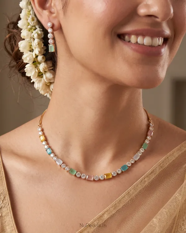 18K_Rose_Gold_Plated_Pastel_Peya_American_Diamond_Jewellery_Set_For_Women