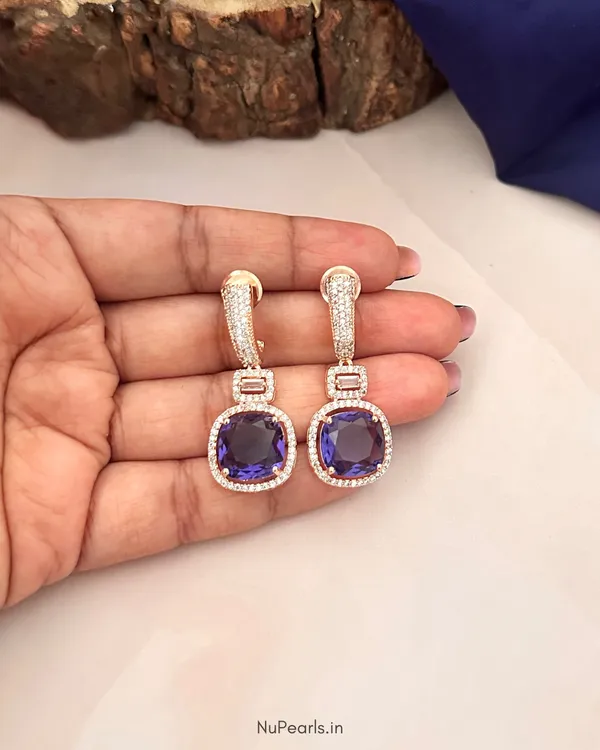 Purple_Aria_AD_Stone_Drop_Earrings|_18K_Rose_Gold_Plated_Party_Earrings