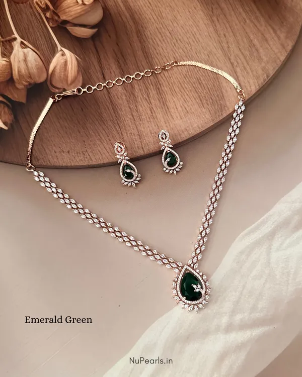 Green_Kyra_AD_Stone_18K_Rose_Gold_Plated_Drop_Necklace_For_Women