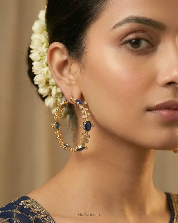 Sapphire_Blue_CZ_Amaal_Hoop_Earrings_|18K_Gold_Plated