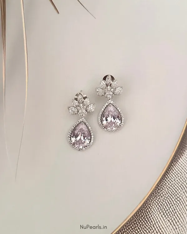 White_Faye__AD_Stone_drop_Earrings_For_women_|_Rhodium_Plated
