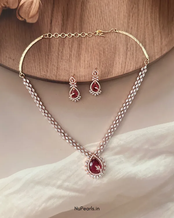 Red_Kyra_AD_Stone_18K_Rose_Gold_Plated_Drop_Necklace_For_Women