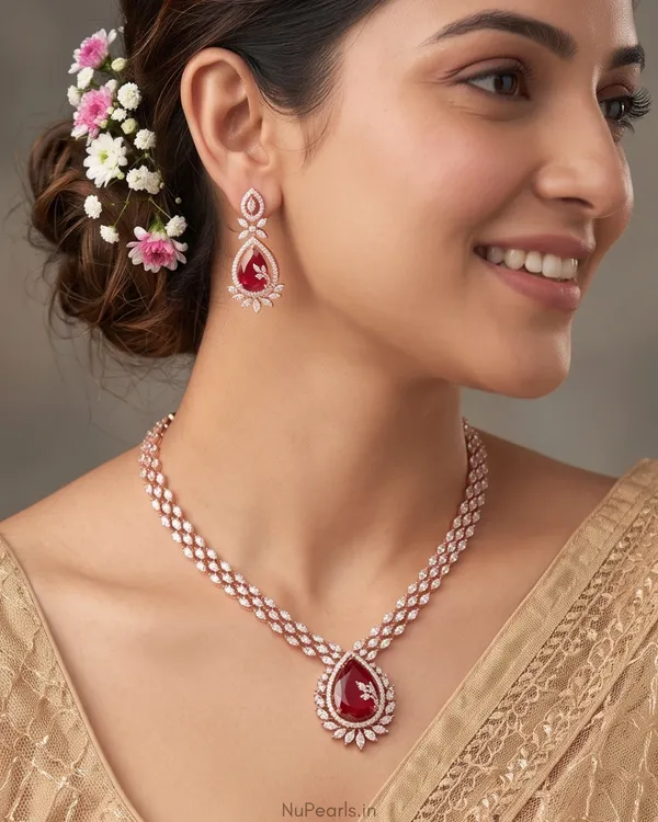 Red_Kyra_AD_Stone_18K_Rose_Gold_Plated_Drop_Necklace_For_Women