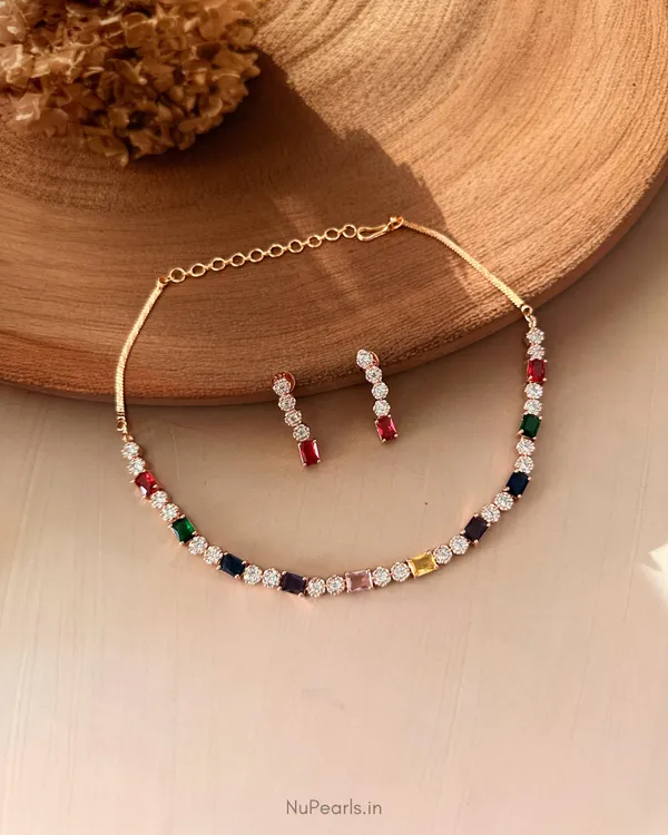 18K_Rose_Gold_Plated_Multi_Peya_American_Diamond_Jewellery_Set_For_Women