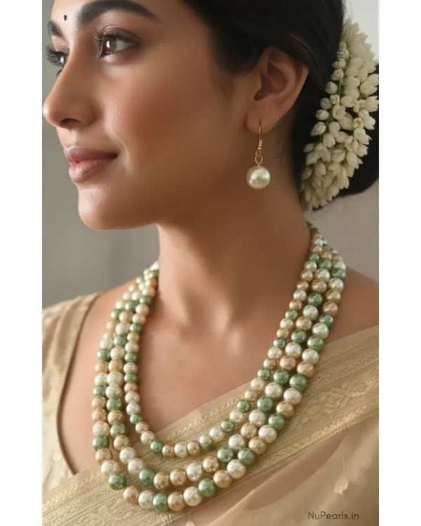 Green_Golden_White_Aesha_3_Layered_Pearl_Mala_Necklace_With_Earrings_For_Women
