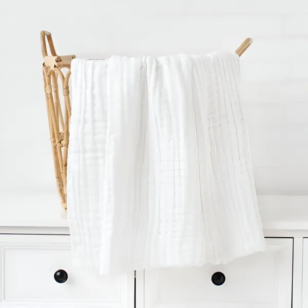 White_Organic_Cotton_Muslin_Baby_Bath_Towel_-_Super_Absorbent,_Extra_Soft,_Eco-Friendly,_Multi-Use_For_Newborns_(105X105_Cm)