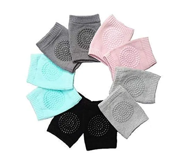10_Piece_Multicolor_Safety_Protector_Knee_&_Elbow_Pads_For_Toddlers_And_Infants_|_Anti-Slip_Crawling_Support_|_Soft,_Stretchable_Cotton_Cushion_For_Knee_Protection
