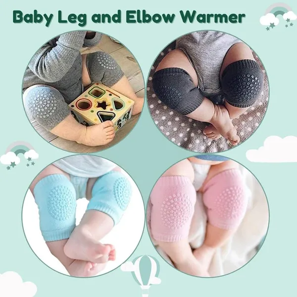 10_Piece_Multicolor_Safety_Protector_Knee_&_Elbow_Pads_For_Toddlers_And_Infants_|_Anti-Slip_Crawling_Support_|_Soft,_Stretchable_Cotton_Cushion_For_Knee_Protection