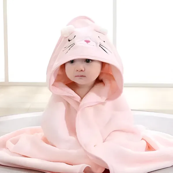 1_Piece_Pink_Ultra-Soft_Hooded_Baby_Towel_|_Absorbent_Bath_Towel_For_Newborns,_Infants_&_Toddlers_(31X31_Inch)