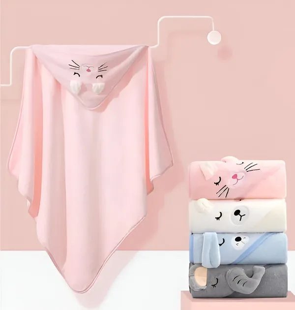 1_Piece_Pink_Ultra-Soft_Hooded_Baby_Towel_|_Absorbent_Bath_Towel_For_Newborns,_Infants_&_Toddlers_(31X31_Inch)