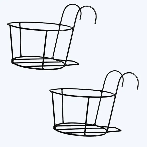 Set_Of_2_Black_Metal_Hanging_Basket_Stand_For_Indoor/Outdoor_Plants_|_Heavy_Duty_Durable_Ideal_For_Balcony_Terrace_Railing