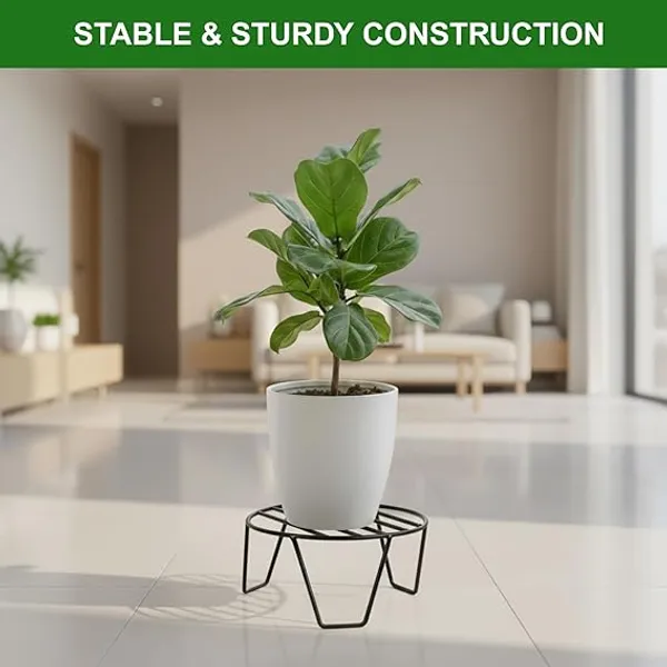 Set_Of_15_Black_Round_Metal_Flower_Pot/Plant_Stand_For_Home_Garden_Balcony_Living_Room_Decor