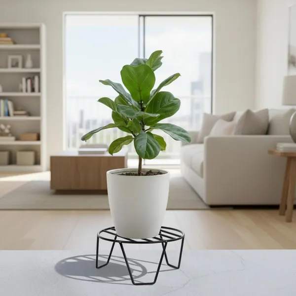 Set_Of_15_Black_Round_Metal_Flower_Pot/Plant_Stand_For_Home_Garden_Balcony_Living_Room_Decor