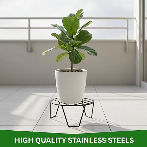 Set_Of_15_Black_Round_Metal_Flower_Pot/Plant_Stand_For_Home_Garden_Balcony_Living_Room_Decor