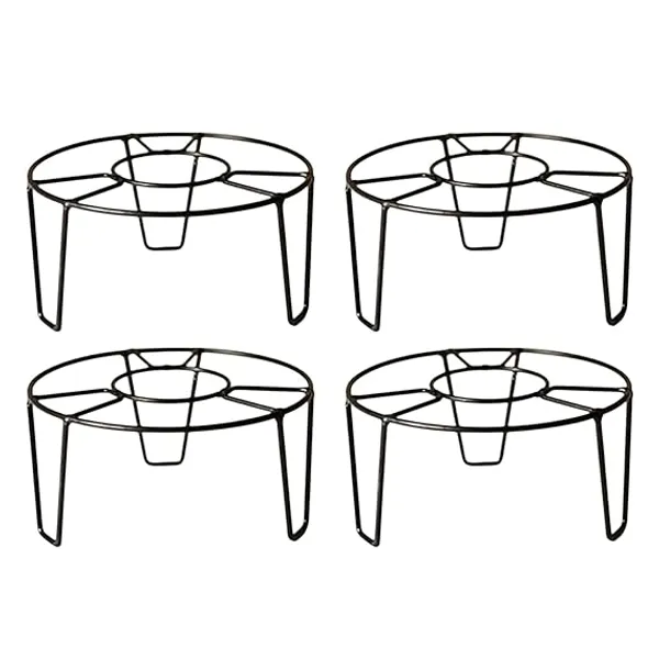 Set_Of_4_Black_Metal_Round_O_Shape_Flower_Pot/Plant_Stand_For_Home_Garden_Balcony_Living_Room_Dï¿½cor