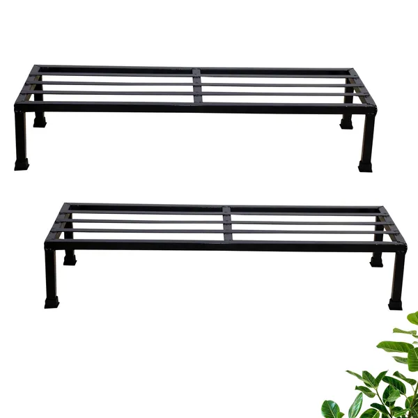 Set_Of_2_Black_Metal_Rectangular_Shape_Stand_For_Indoor/Outdoor_Plants_|_24_inches