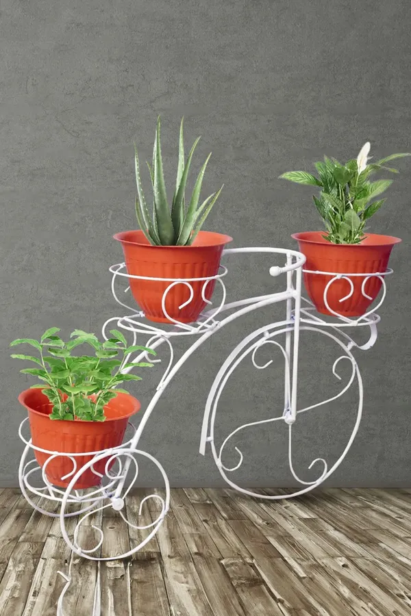 White_Cycle_Planter_Stand,_Tricycle_Plant_Holder_Ideal_For_Home,_Garden,_Terrace,_White-Set_of_1