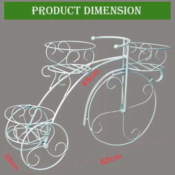 White_Cycle_Planter_Stand,_Tricycle_Plant_Holder_Ideal_For_Home,_Garden,_Terrace,_White-Set_of_1