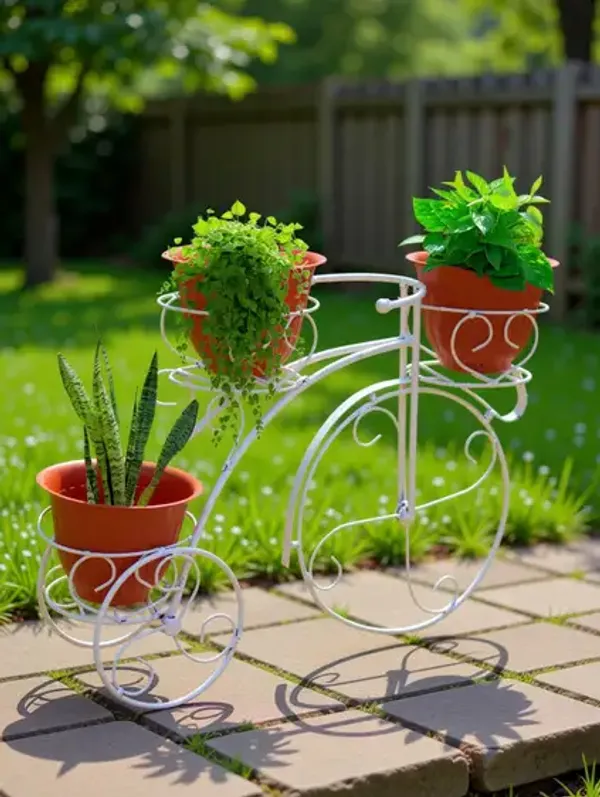 White_Cycle_Planter_Stand,_Tricycle_Plant_Holder_Ideal_For_Home,_Garden,_Terrace,_White-Set_of_1