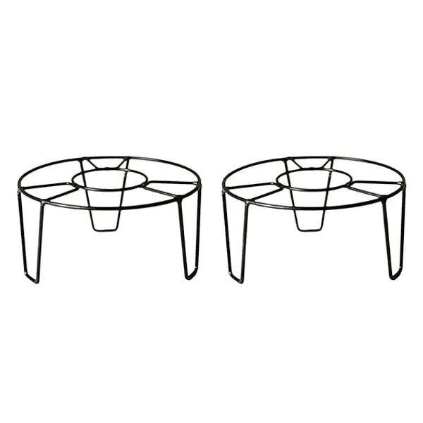 Set_Of_2_Black_Metal_Round_O_Shapeflower_Pot/Plant_Stand_For_Home_Garden_Balcony_Living_Room_Decor_()