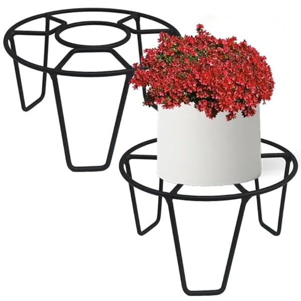 Set_Of_2_Black_Metal_Round_O_Shapeflower_Pot/Plant_Stand_|_For_Home_Garden_Balcony_Living_Room_Decoration