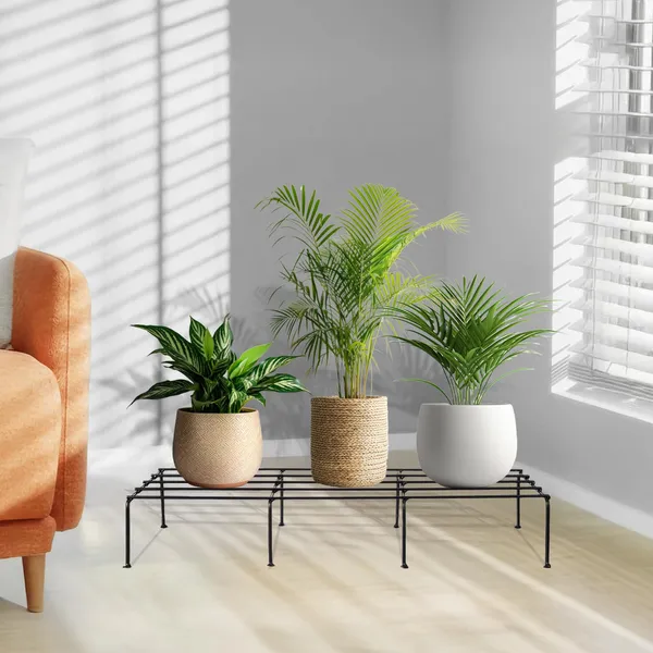Set_Of_4_Black_Heavy_Metal_Flower_Pot/Plant_Stand__for_Home_Garden_Balcony_Living_Room__Decor_24_Inches_(2ft)