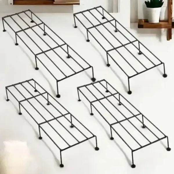 Set_Of_4_Black_Heavy_Metal_Flower_Pot/Plant_Stand__for_Home_Garden_Balcony_Living_Room__Decor_24_Inches_(2ft)