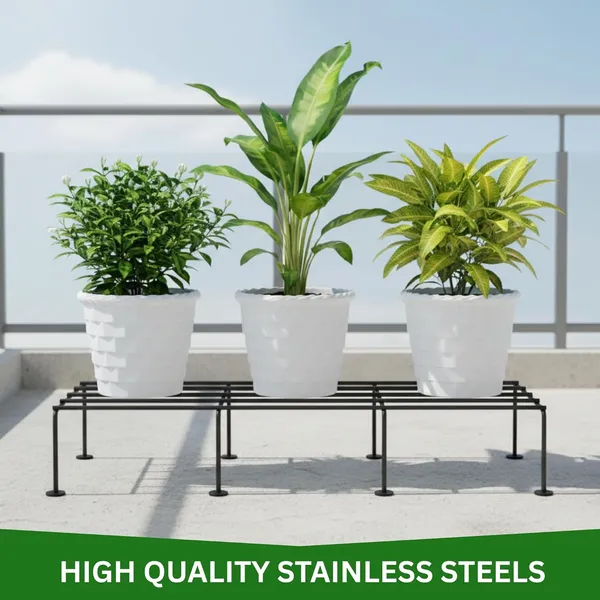 Set_Of_4_Black_Heavy_Metal_Flower_Pot/Plant_Stand__for_Home_Garden_Balcony_Living_Room__Decor_24_Inches_(2ft)